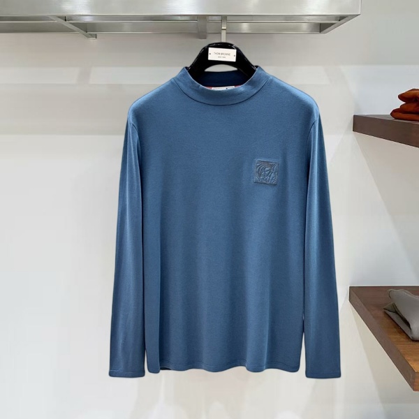HERMÈS コピー エルメス 2026秋冬 バタフライ刺繍 モックネック 長袖Tシャツ コットンブレンド ユニセックス