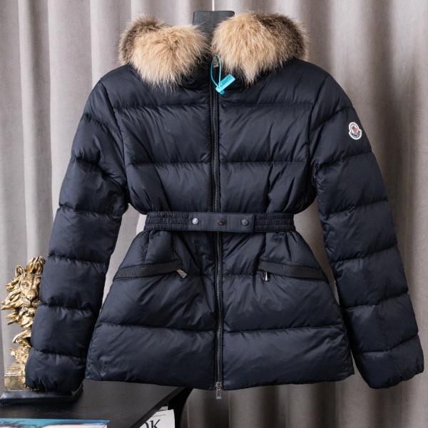 MONCLER モンクレール BOED レディース ショートダウンジャケット ファートリム フード ベルト付き ウエストシェイプ