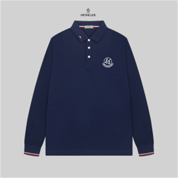 週末スタイル トリコロールカフス MONCLER モンクレール コピー 長袖ポロシャツ アーバンカジュアル