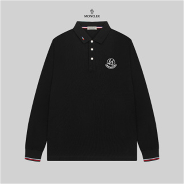 週末スタイル トリコロールカフス MONCLER モンクレール コピー 長袖ポロシャツ アーバンカジュアル