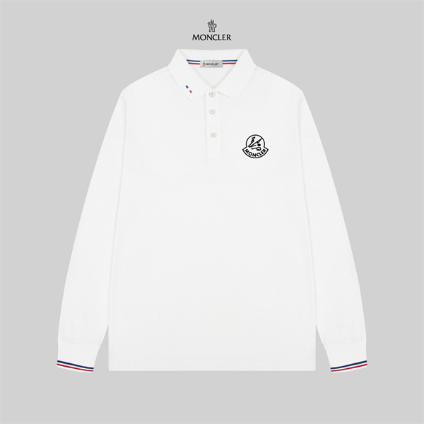 週末スタイル トリコロールカフス MONCLER モンクレール コピー 長袖ポロシャツ アーバンカジュアル