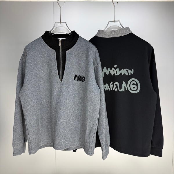 フェイクレイヤード ハーフジップ MM6 Maison Margiela エムエムシックス メゾンマルジェラ コピー スウェット 長袖 スタンドカラー オーバーサイズ 秋冬 カジュアル
