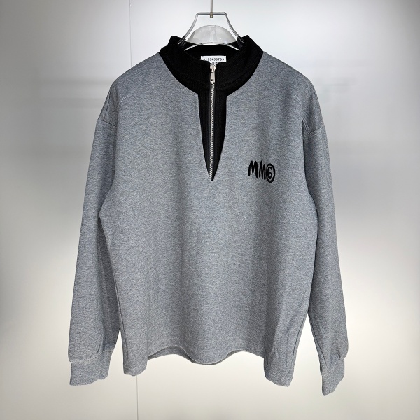 フェイクレイヤード ハーフジップ MM6 Maison Margiela エムエムシックス メゾンマルジェラ コピー スウェット 長袖 スタンドカラー オーバーサイズ 秋冬 カジュアル
