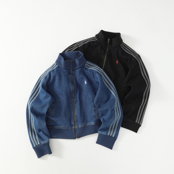 ポロラルフローレン Polo Ralph Lauren 激安 デニムジャケット メンズ レディース 2026新作 立ち襟 フルジップ 三本ライン ポニー刺繍ロゴ ウォッシュ加工 