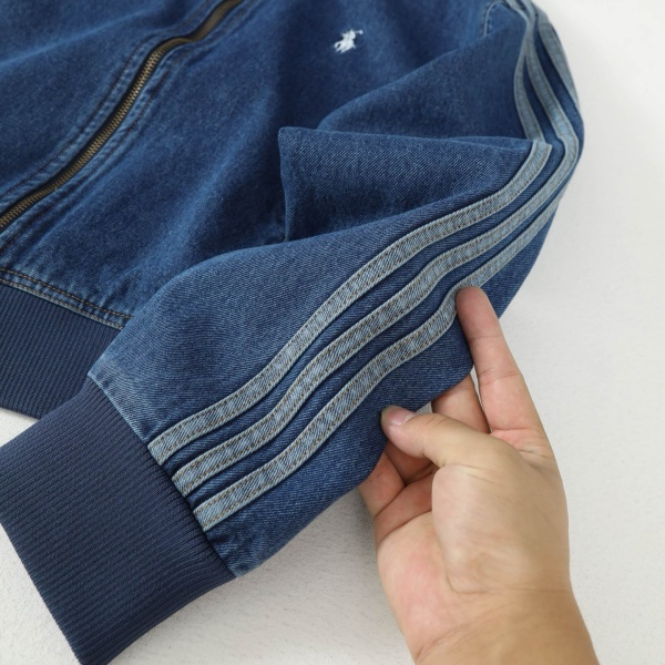 ポロラルフローレン Polo Ralph Lauren 激安 デニムジャケット メンズ レディース 2026新作 立ち襟 フルジップ 三本ライン ポニー刺繍ロゴ ウォッシュ加工 