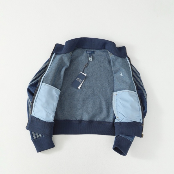 ポロラルフローレン Polo Ralph Lauren 激安 デニムジャケット メンズ レディース 2026新作 立ち襟 フルジップ 三本ライン ポニー刺繍ロゴ ウォッシュ加工 
