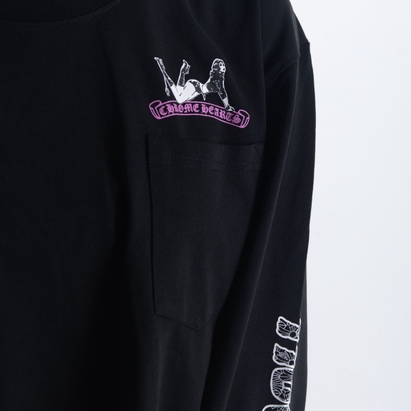 クロムハーツChrome Hearts激安Deadlyコラボ長袖Tシャツレディース女神プリントクロス柄バックプリントゆったりストリート