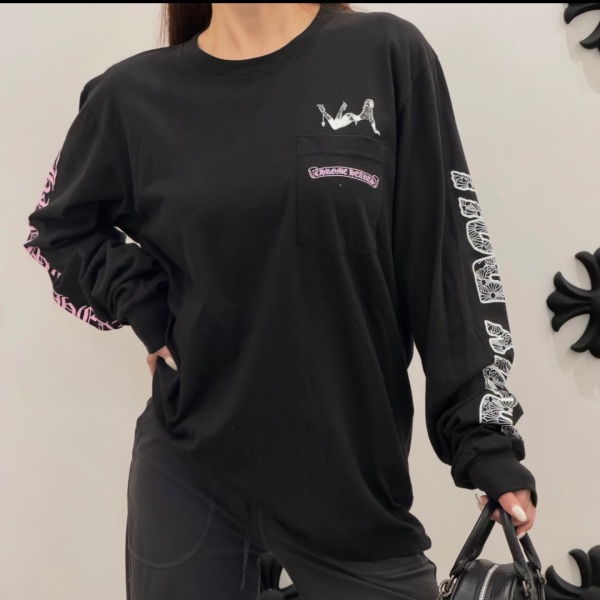 クロムハーツChrome Hearts激安Deadlyコラボ長袖Tシャツレディース女神プリントクロス柄バックプリントゆったりストリート