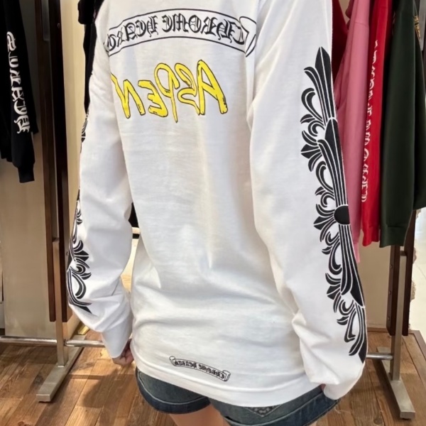 クロムハーツChrome Hearts激安ASPEN限定長袖Tシャツ男女兼用卷物ロゴバックプリント落ち肩ゆったりストリート