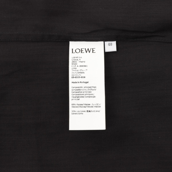 ロエベLOEWE激安リネン混長袖シャツメンズレディースアナグラム刺繍ロゴ胸ポケット通気性柔らかい上品カジュアル