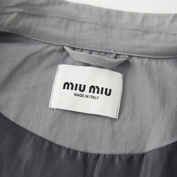 ミュウミュウMIU MIU激安ロゴ刺繍ジップジャケットレディースコットン100％ヴィンテージ加工オーバーサイズショート丈カジュアル