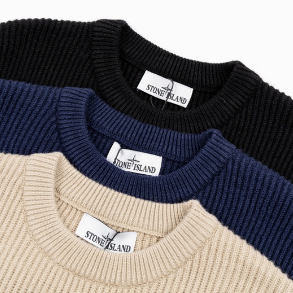 ストーンアイランドSTONE ISLAND激安クルーネックニットセーターメンズレディース袖ロゴワッペンリブ編み厚手長袖秋冬トップス