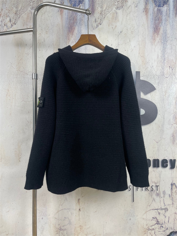 秋冬定番ワッフル編み STONE ISLAND ストーンアイランド コピー ニットカーディガン グレー系3色フード付き