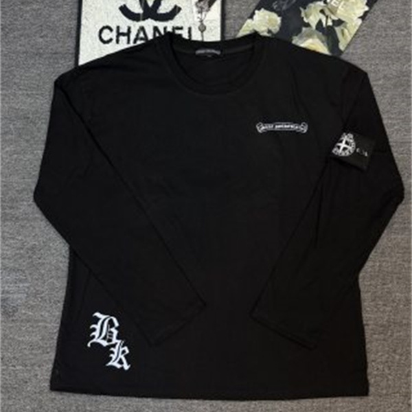 存在感あるバックプリント STONE ISLAND × CHROME HEARTS ストーンアイランド×クロムハーツ コピー ロンT 男女兼用カジュアル