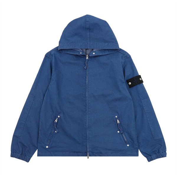 春秋の街歩きに最適 STONE ISLAND ストーンアイランド コピー ナイロンジャケット フード付き黒カーキブルー