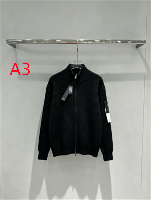 シックなモノトーンが魅力 STONE ISLAND ストーンアイランド コピー ジップアップニット 袖ワッペン付き大人カジュアル