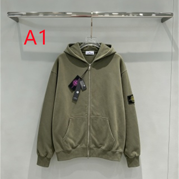 ヴィンテージ加工が映える STONE ISLAND ストーンアイランド コピー ジップパーカー カーキ・グレー系4色