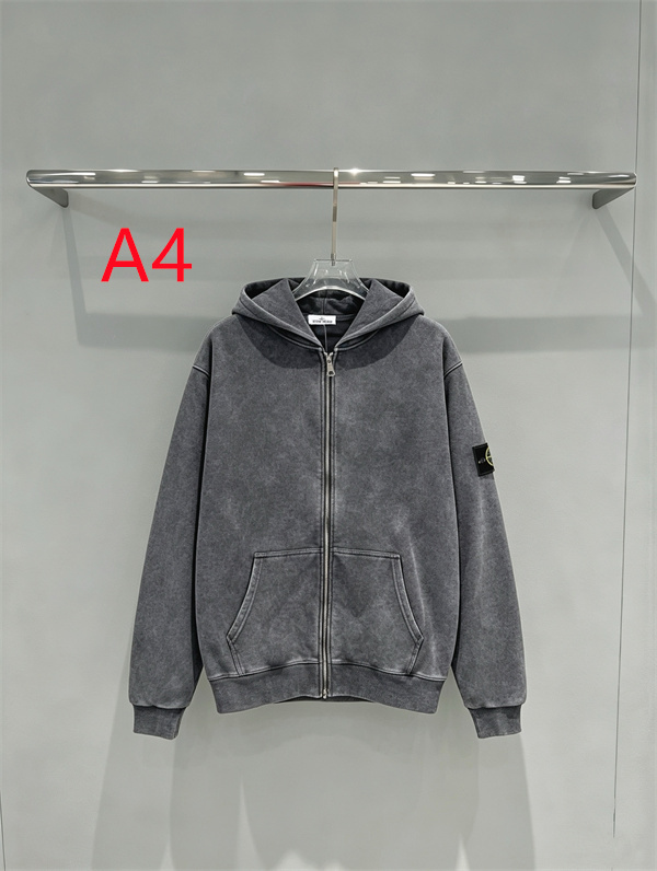 ヴィンテージ加工が映える STONE ISLAND ストーンアイランド コピー ジップパーカー カーキ・グレー系4色
