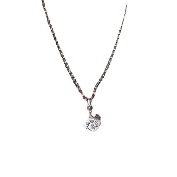 クロムハーツCHROME HEARTS激安ダイスペンダントネックレスホースシューロゴ刻印シルバーカラーチェーン男女兼用