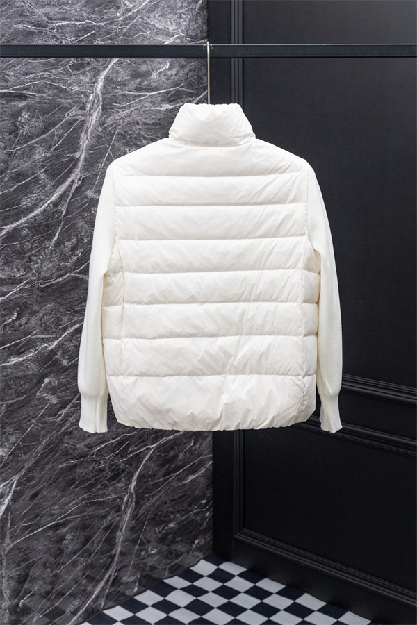 上品なホワイト MONCLER モンクレール コピー ニット切替ダウンブルゾン スタンドカラー秋冬アウター