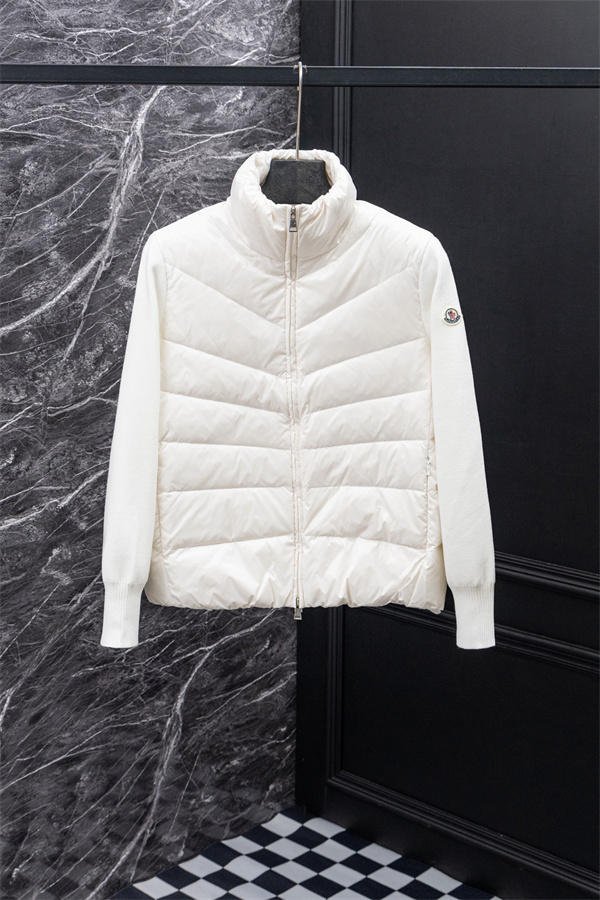 上品なホワイト MONCLER モンクレール コピー ニット切替ダウンブルゾン スタンドカラー秋冬アウター