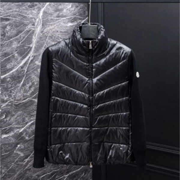 上品なホワイト MONCLER モンクレール コピー ニット切替ダウンブルゾン スタンドカラー秋冬アウター