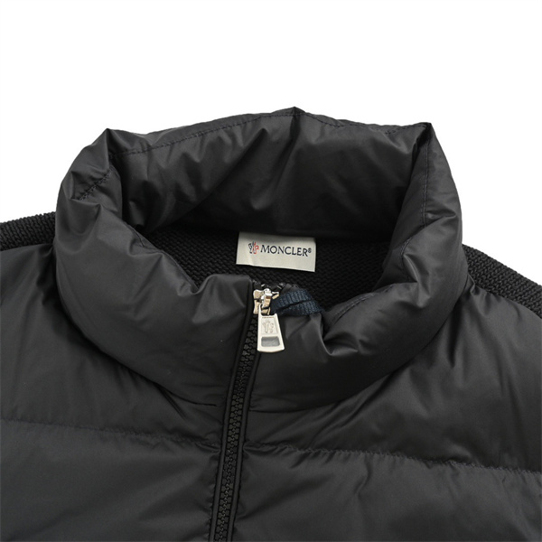 白ラインが映える MONCLER モンクレール コピー ハイブリッドダウンブルゾン ニット袖ジップアップ