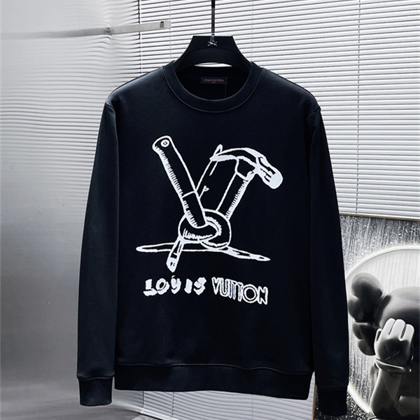 工具モチーフが目を引く LOUIS VUITTON ルイヴィトン コピー スウェットトレーナー 白黒2色