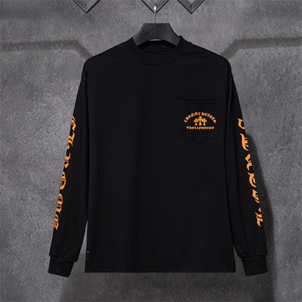 オレンジロゴが映える CHROME HEARTS クロムハーツ コピー 長袖Tシャツ ブラック・ホワイト