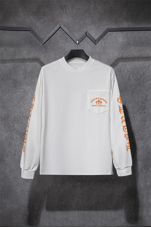 オレンジロゴが映える CHROME HEARTS クロムハーツ コピー 長袖Tシャツ ブラック・ホワイト