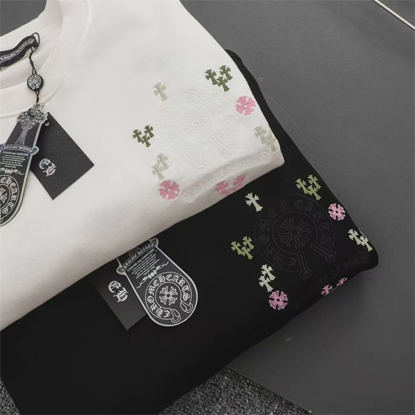 カラフルなクロス刺繍 CHROME HEARTS クロムハーツ コピー スウェットトレーナー 白黒2色