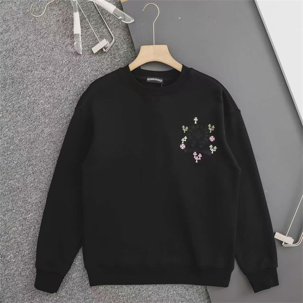 カラフルなクロス刺繍 CHROME HEARTS クロムハーツ コピー スウェットトレーナー 白黒2色
