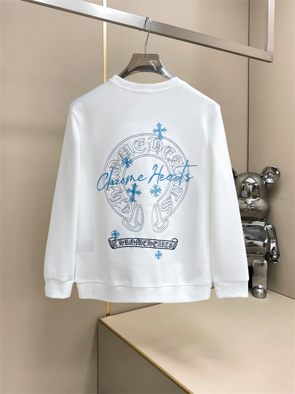 白×水色のアートデザイン CHROME HEARTS クロムハーツ コピー 長袖トレーナー バックロゴ入り
