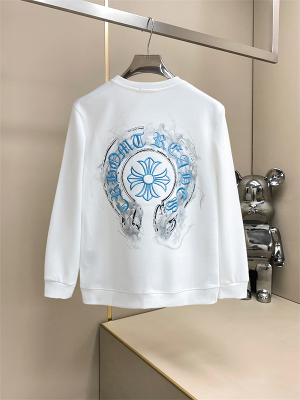 幻想的なブルーロゴ CHROME HEARTS クロムハーツ コピー クルーネックスウェット アート風バックプリント