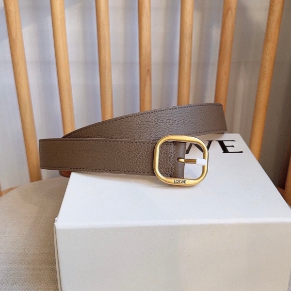 LOEWEロエベ激安シボ革ゴールドバックルレザーベルト