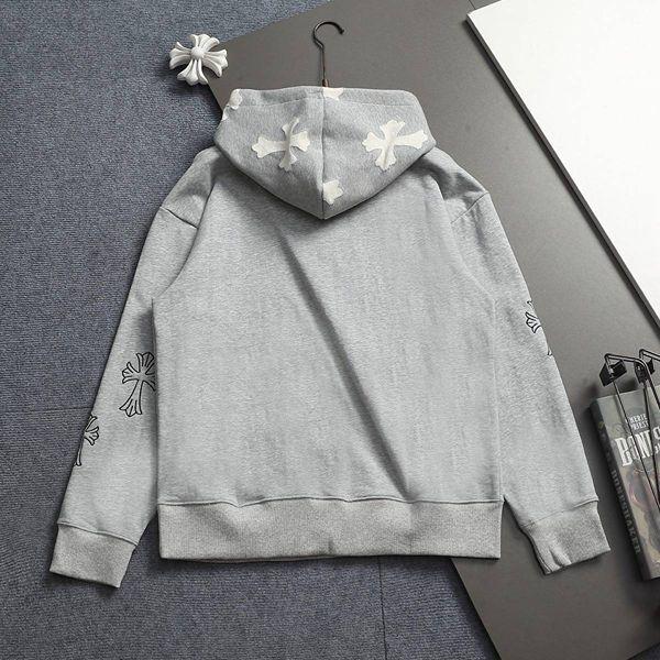 プルオーバーパーカー CHROME HEARTS クロムハーツ コピー クロスロゴ グレー ストリートント メンズ レディース