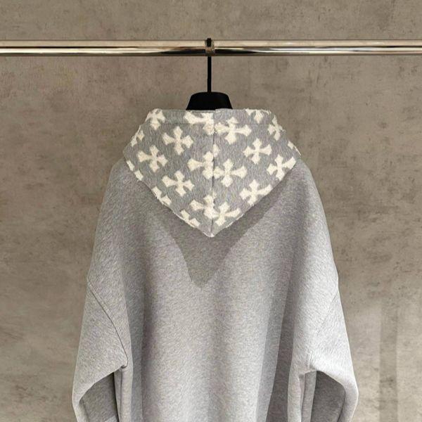 クロス柄 ジップパーカー CHROME HEARTS クロムハーツ コピー グレー フーディー 秋冬
