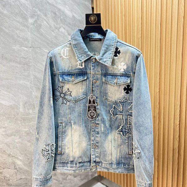 クロスデザイン ライトブルー CHROME HEARTS クロムハーツ コピー デニムジャケット メンズロック