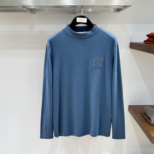 HERMÈS コピー エルメス 2026秋冬 バタフライ刺繍 モックネック 長袖Tシャツ コットンブレンド ユニセックス