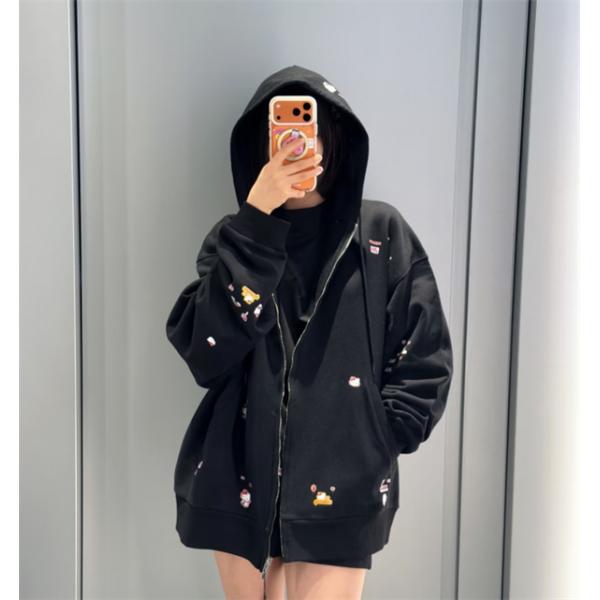 BALENCIAGAバレンシアガジップアップコピー Hello Kitty コラボデザイン プリント入り フード付き新作
