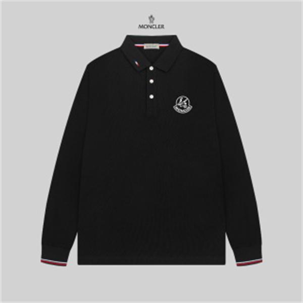 週末スタイル トリコロールカフス MONCLER モンクレール コピー 長袖ポロシャツ アーバンカジュアル
