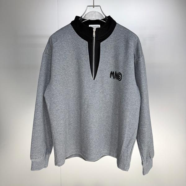 フェイクレイヤード ハーフジップ MM6 Maison Margiela エムエムシックス メゾンマルジェラ コピー スウェット 長袖 スタンドカラー オーバーサイズ 秋冬 カジュアル
