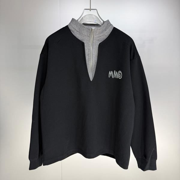 フェイクレイヤード ハーフジップ MM6 Maison Margiela エムエムシックス メゾンマルジェラ コピー スウェット 長袖 スタンドカラー オーバーサイズ 秋冬 カジュアル