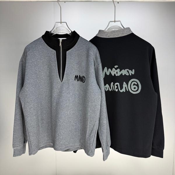 フェイクレイヤード ハーフジップ MM6 Maison Margiela エムエムシックス メゾンマルジェラ コピー スウェット 長袖 スタンドカラー オーバーサイズ 秋冬 カジュアル