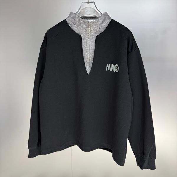 フェイクレイヤード ハーフジップ MM6 Maison Margiela エムエムシックス メゾンマルジェラ コピー スウェット 長袖 スタンドカラー オーバーサイズ 秋冬 カジュアル