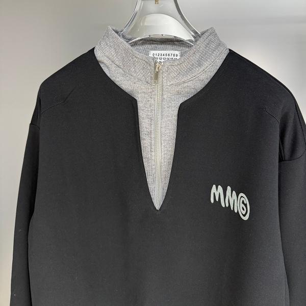 フェイクレイヤード ハーフジップ MM6 Maison Margiela エムエムシックス メゾンマルジェラ コピー スウェット 長袖 スタンドカラー オーバーサイズ 秋冬 カジュアル