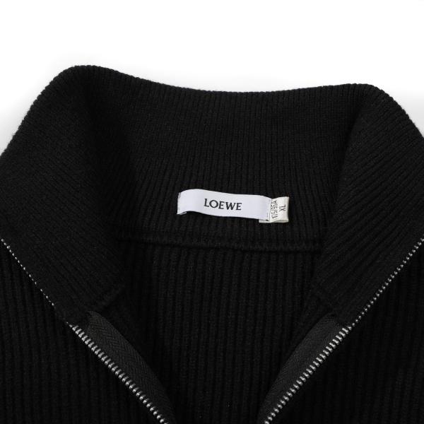 ロエベ LOEWE 激安 ニットカーディガン メンズ レディース 立ち襟 フルジップ アナグラム刺繍ロゴ カシミヤウール混紡 厚手 リブ編み ゆったり 防寒 秋冬 セーター アウター ブラック グレー