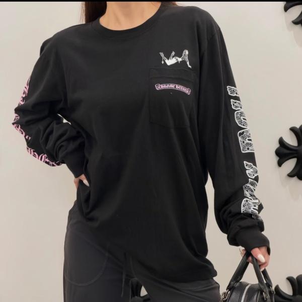 クロムハーツChrome Hearts激安Deadlyコラボ長袖Tシャツレディース女神プリントクロス柄バックプリントゆったりストリート