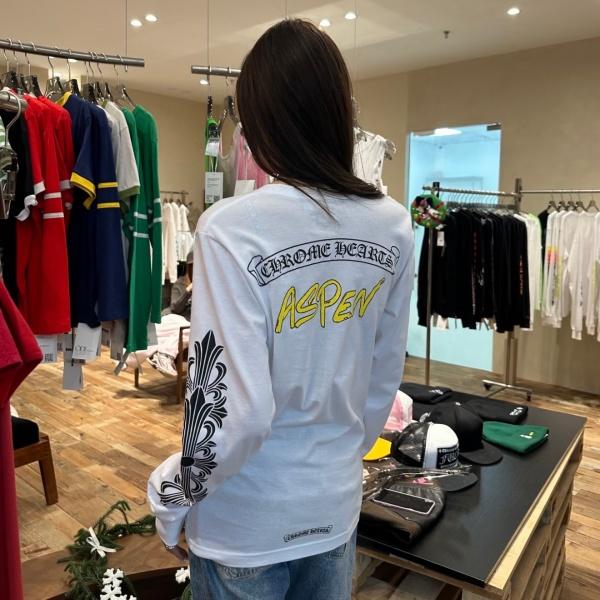 クロムハーツChrome Hearts激安ASPEN限定長袖Tシャツ男女兼用卷物ロゴバックプリント落ち肩ゆったりストリート