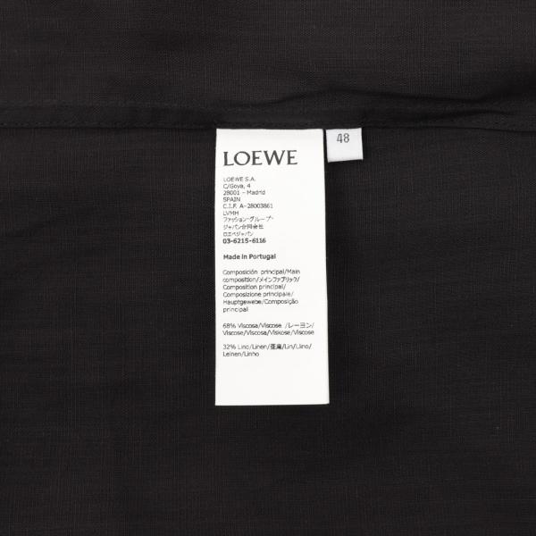 ロエベLOEWE激安リネン混長袖シャツメンズレディースアナグラム刺繍ロゴ胸ポケット通気性柔らかい上品カジュアル